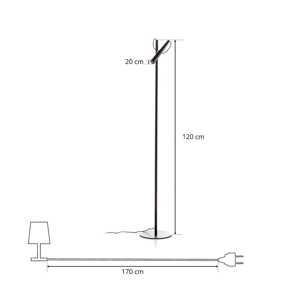 LED gulvlampe Magneto svart 120 cm 5W varmhvit kabel og bryter