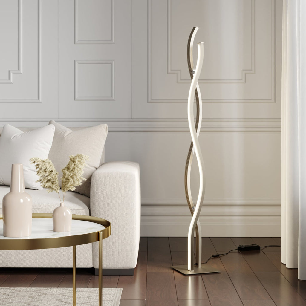 LED gulvlampe Mairia aluminium dimbar detalj av bølgeformet design
