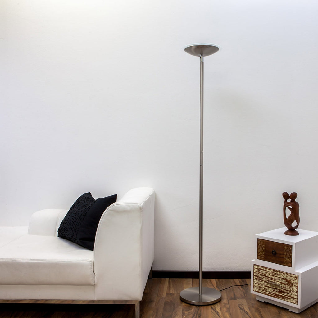 LED gulvlampe Malea dimbar matt nikkel bakside