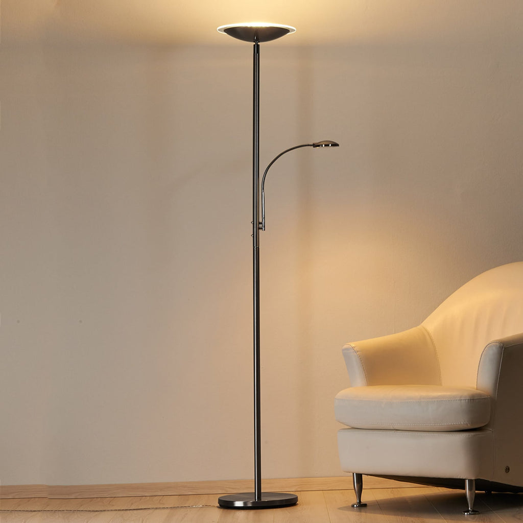 LED gulvlampe Malea dimbar matt nikkel bakside