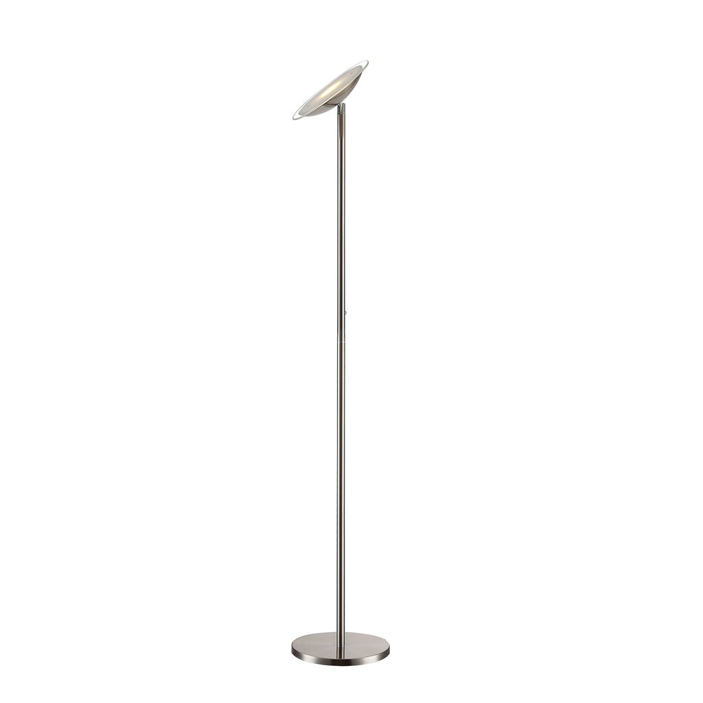 LED gulvlampe Malea dimbar matt nikkel detalj metall og glass