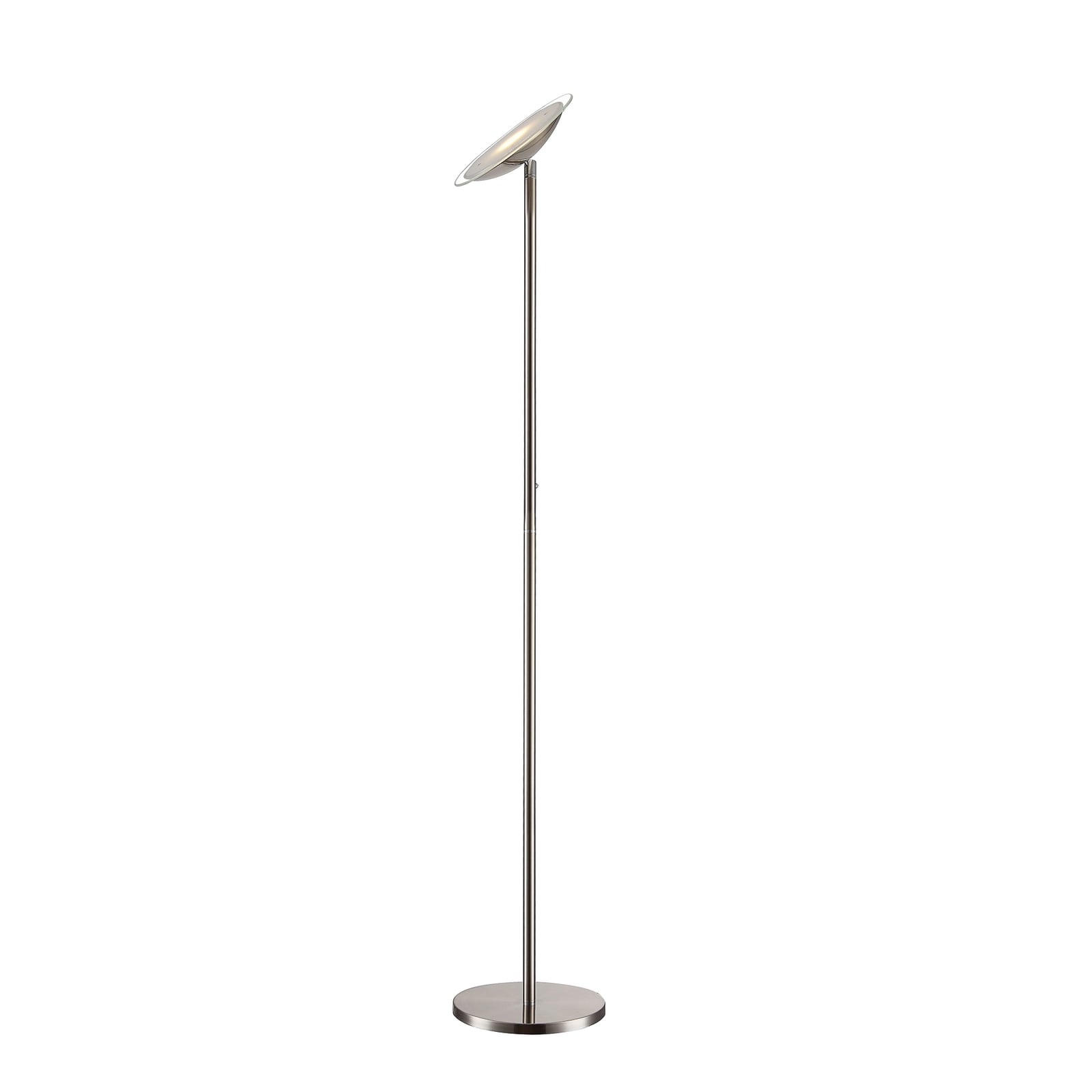 LED gulvlampe Malea dimbar matt nikkel detalj metall og glass