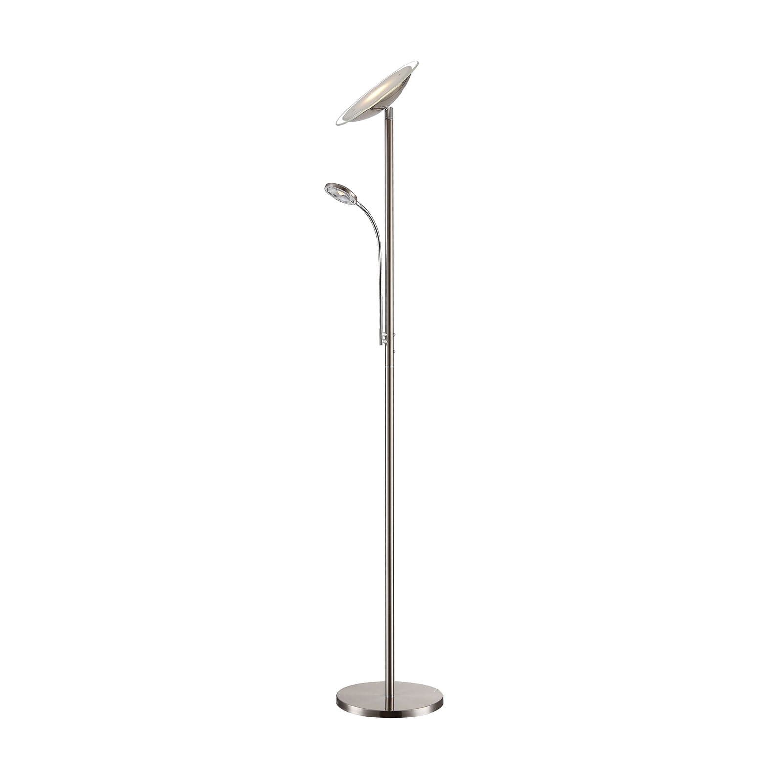 LED gulvlampe Malea dimbar matt nikkel detalj av svanehals leselampe