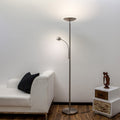 LED gulvlampe Malea dimbar matt nikkel forfra