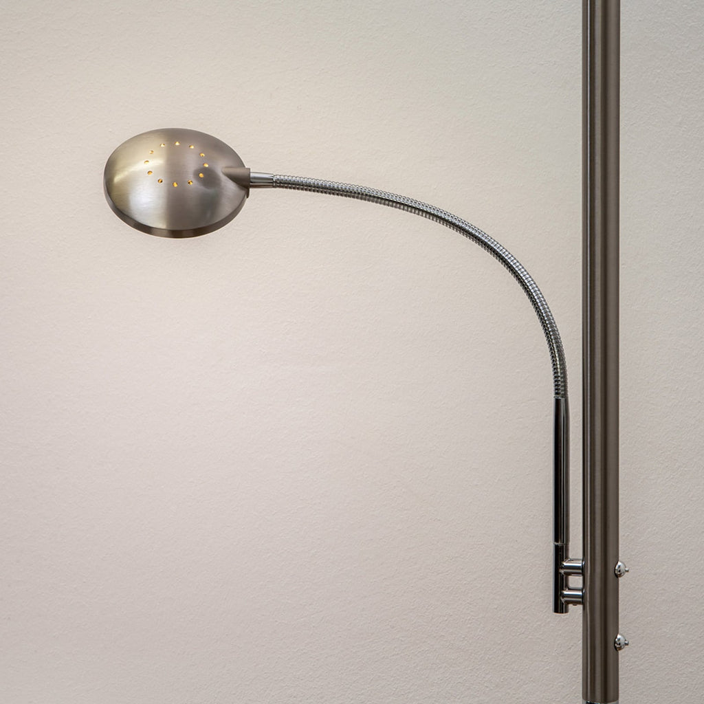 LED gulvlampe Malea dimbar matt nikkel fot og base