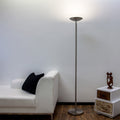 LED gulvlampe Malea dimbar matt nikkel front