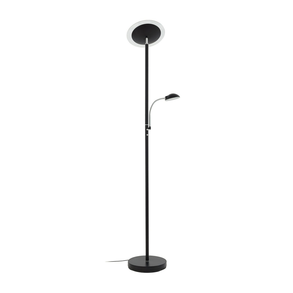 LED gulvlampe Malea med leselampe dimbar svart montert i rom
