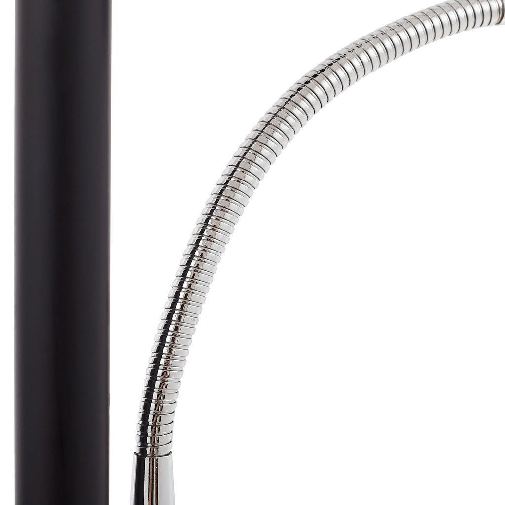 LED gulvlampe Malea med leselampe dimbar svart med lys på
