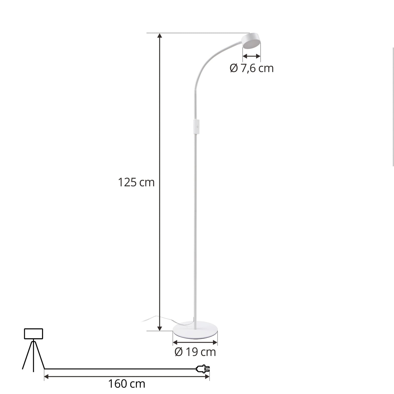 LED gulvlampe Maori hvit CCT dimbar 140 cm USB montert i rom