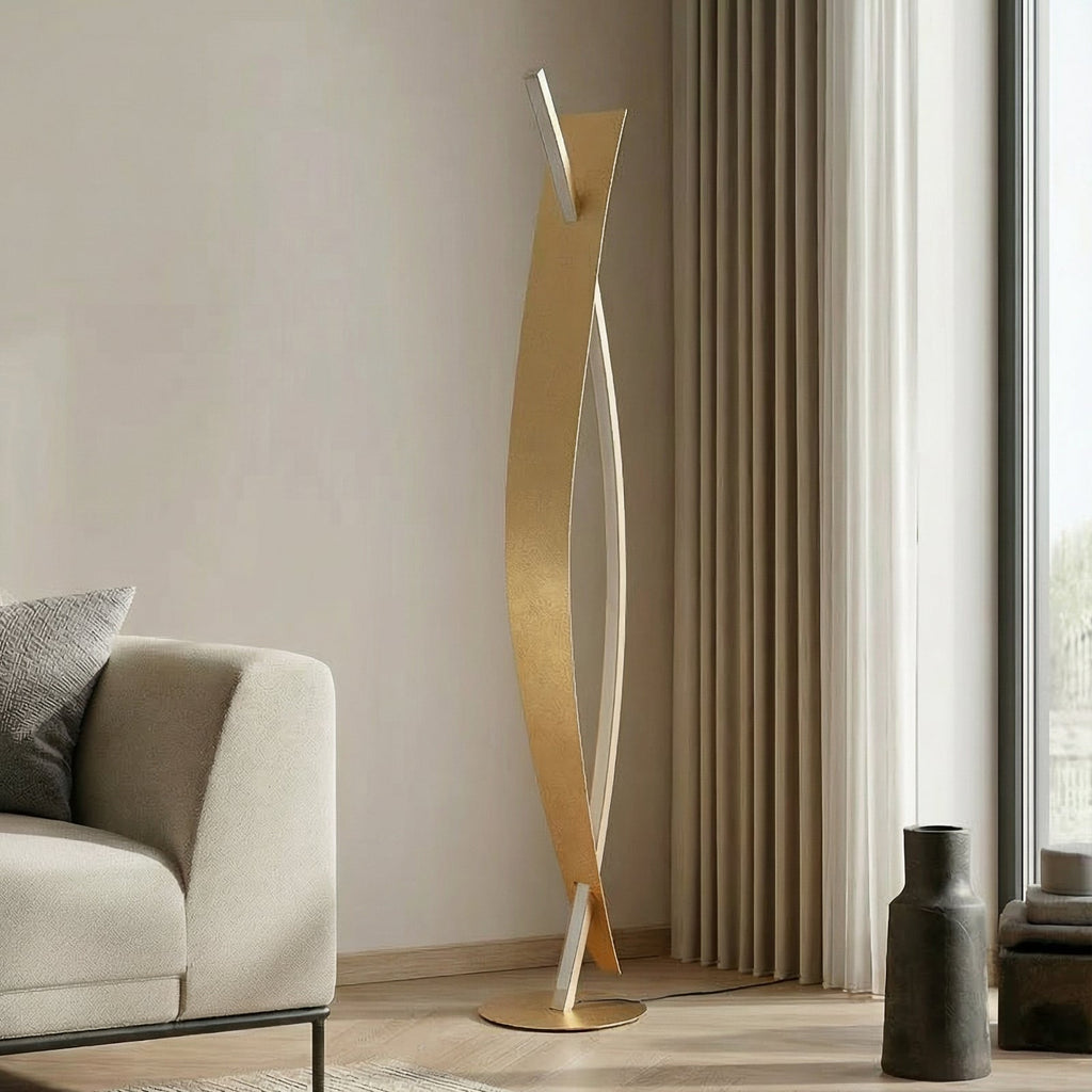 LED gulvlampe Marija dimbar gull/sølv forfra
