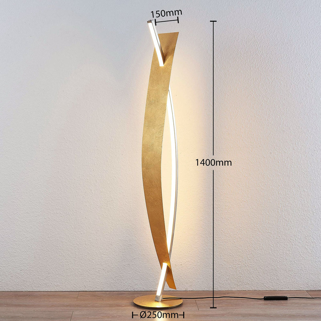 LED gulvlampe Marija dimbar gull/sølv slått på