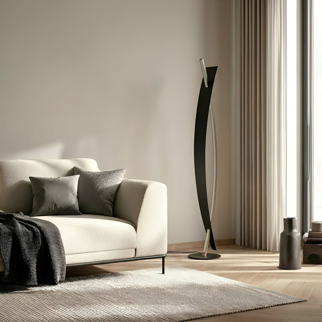 LED gulvlampe Marija dimbar svart/gull 140 cm 24W detalj av dimmer