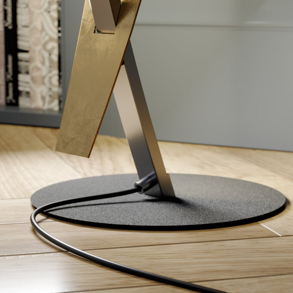 LED gulvlampe Marija dimbar svart/gull 140 cm 24W dimmer knapp