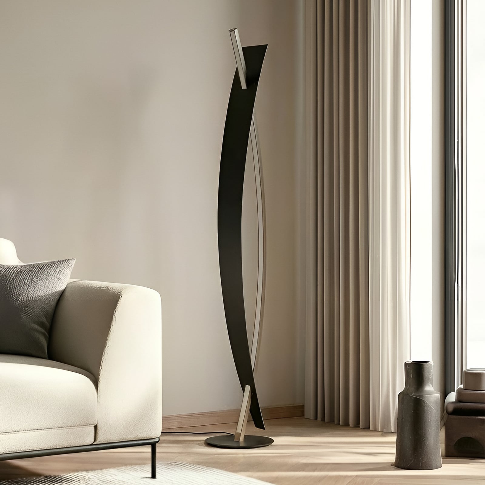LED gulvlampe Marija dimbar svart/gull 140 cm 24W forfra