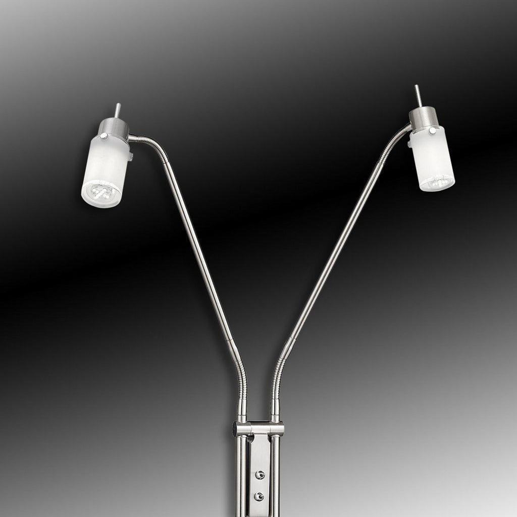 LED gulvlampe Max 2-lys stål satinert glass 158 cm bakside