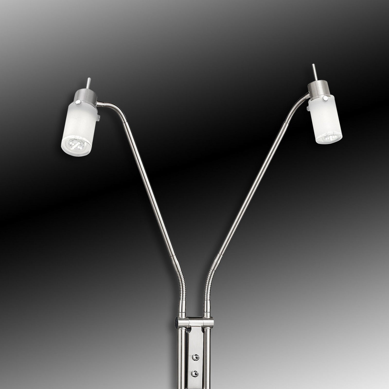 LED gulvlampe Max 2-lys stål satinert glass 158 cm bakside