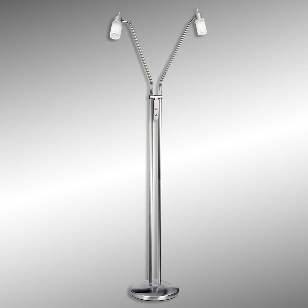 Detalj av LED gulvlampe Max 2-lys stål satinert glass 158 cm