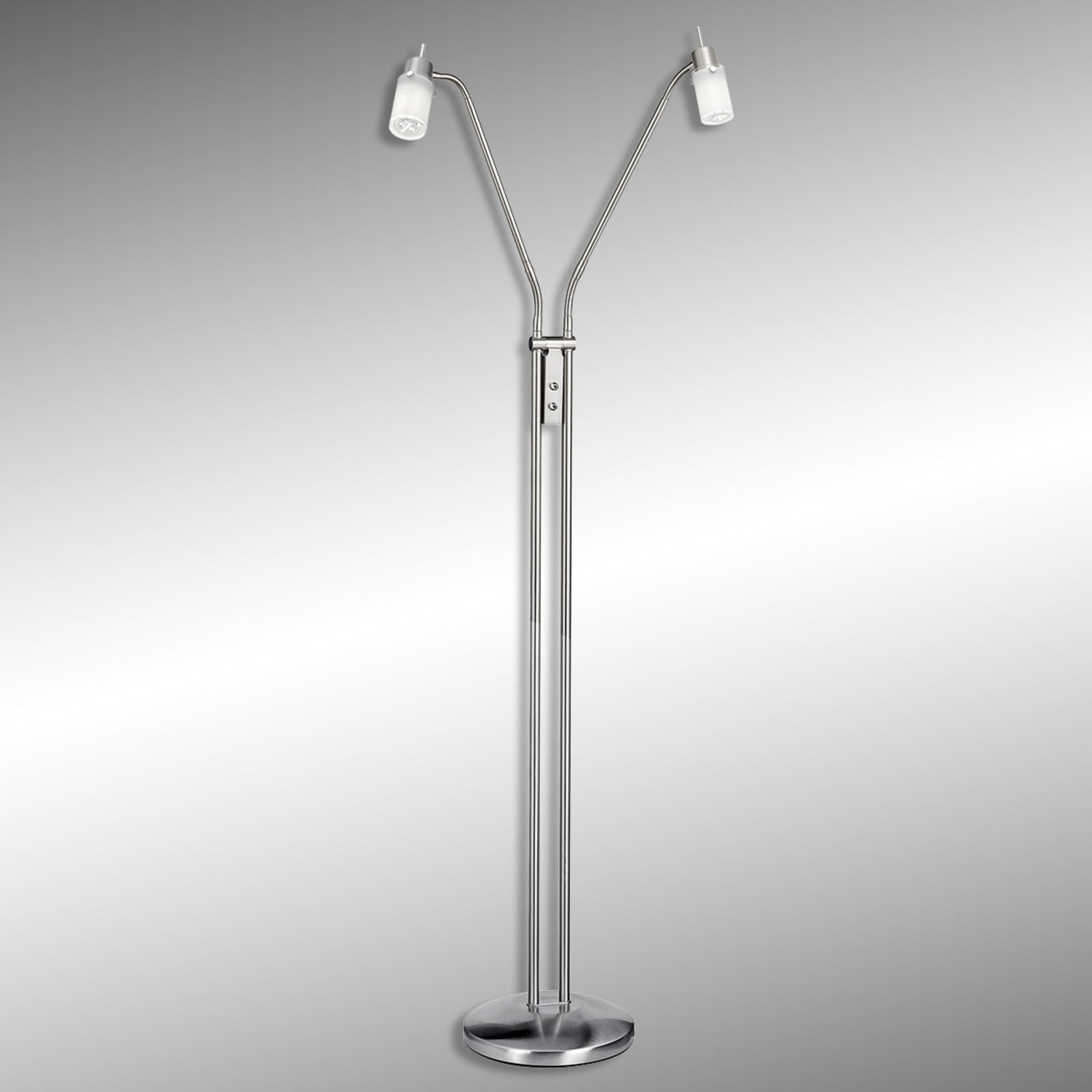 Detalj av LED gulvlampe Max 2-lys stål satinert glass 158 cm