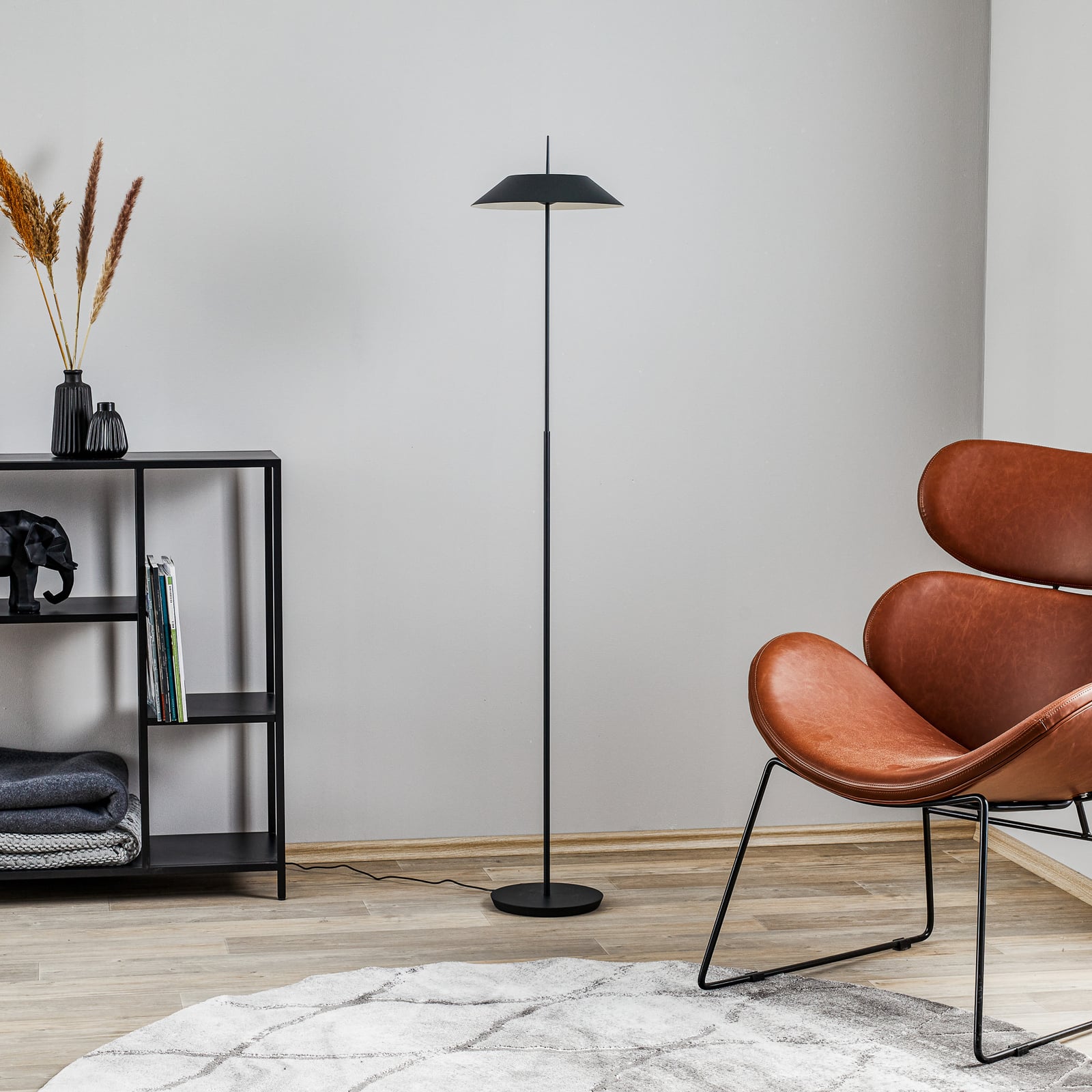 LED gulvlampe Mayfair dimbar grafitt 147 cm detalj av skjerm