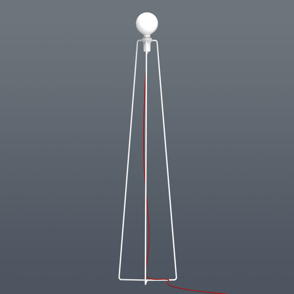 LED gulvlampe Model M3 opalglass trefot hvit/rød E14 detalj av trefot