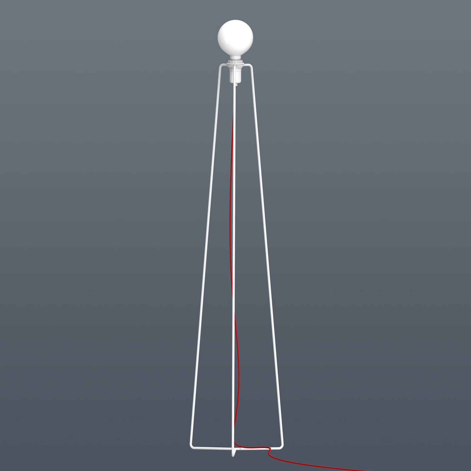 LED gulvlampe Model M3 opalglass trefot hvit/rød E14 detalj av trefot