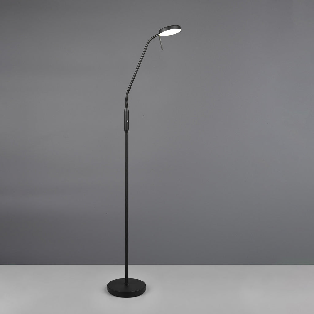 LED gulvlampe Moreno oppladbar CCT dimbar svart matt detalj av lampehode
