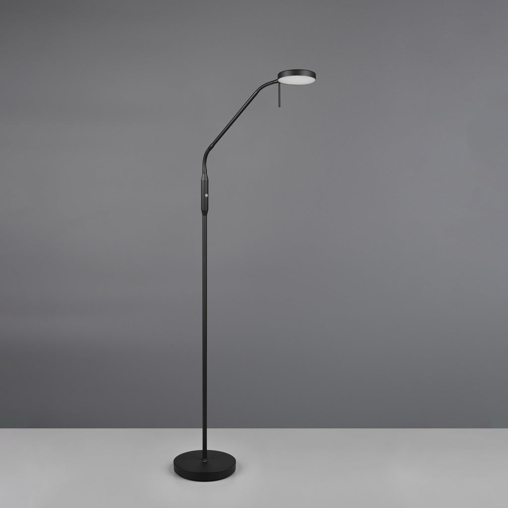 LED gulvlampe Moreno oppladbar CCT dimbar svart matt nærbilde av touchdimmer