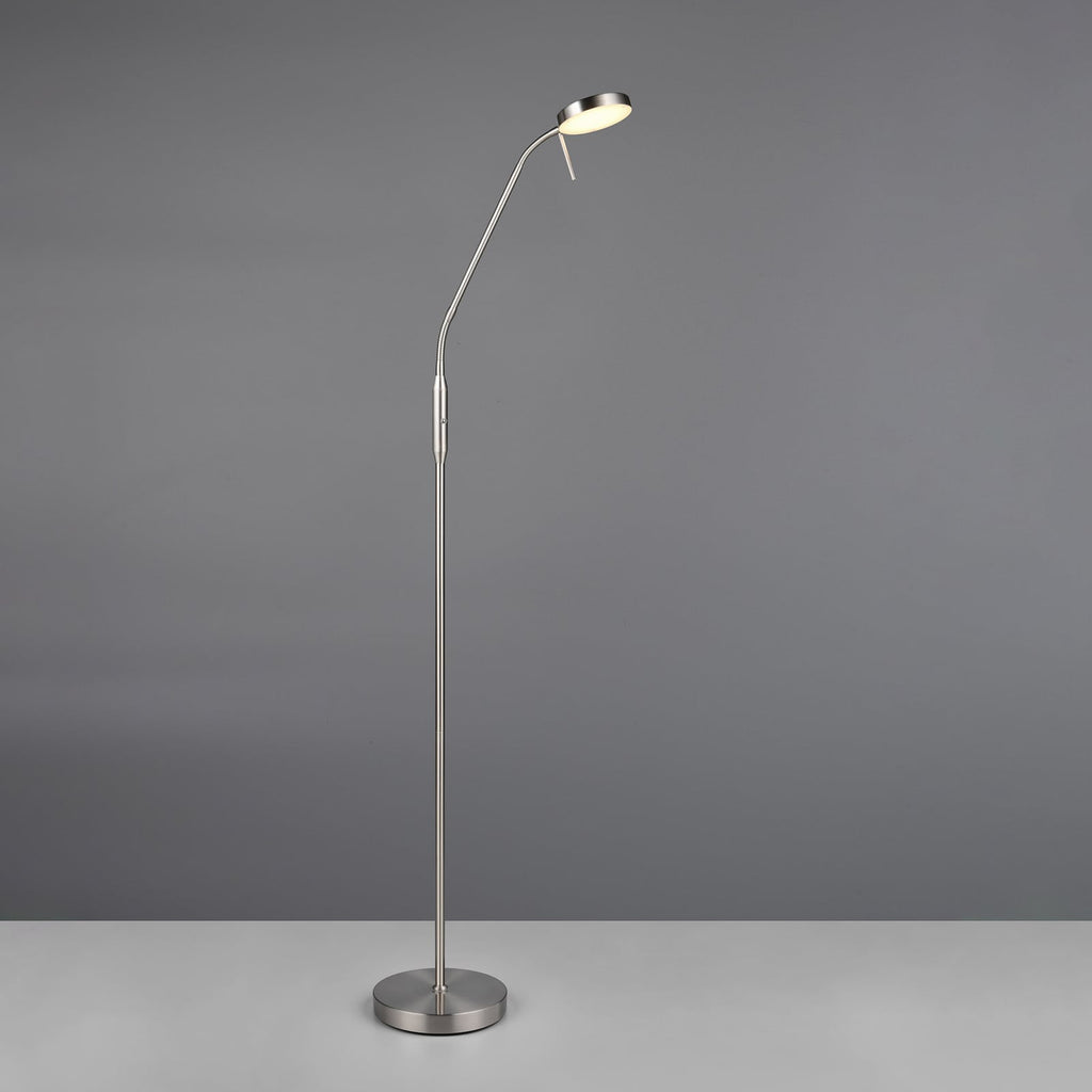LED gulvlampe Moreno oppladbar matt nikkel bakside
