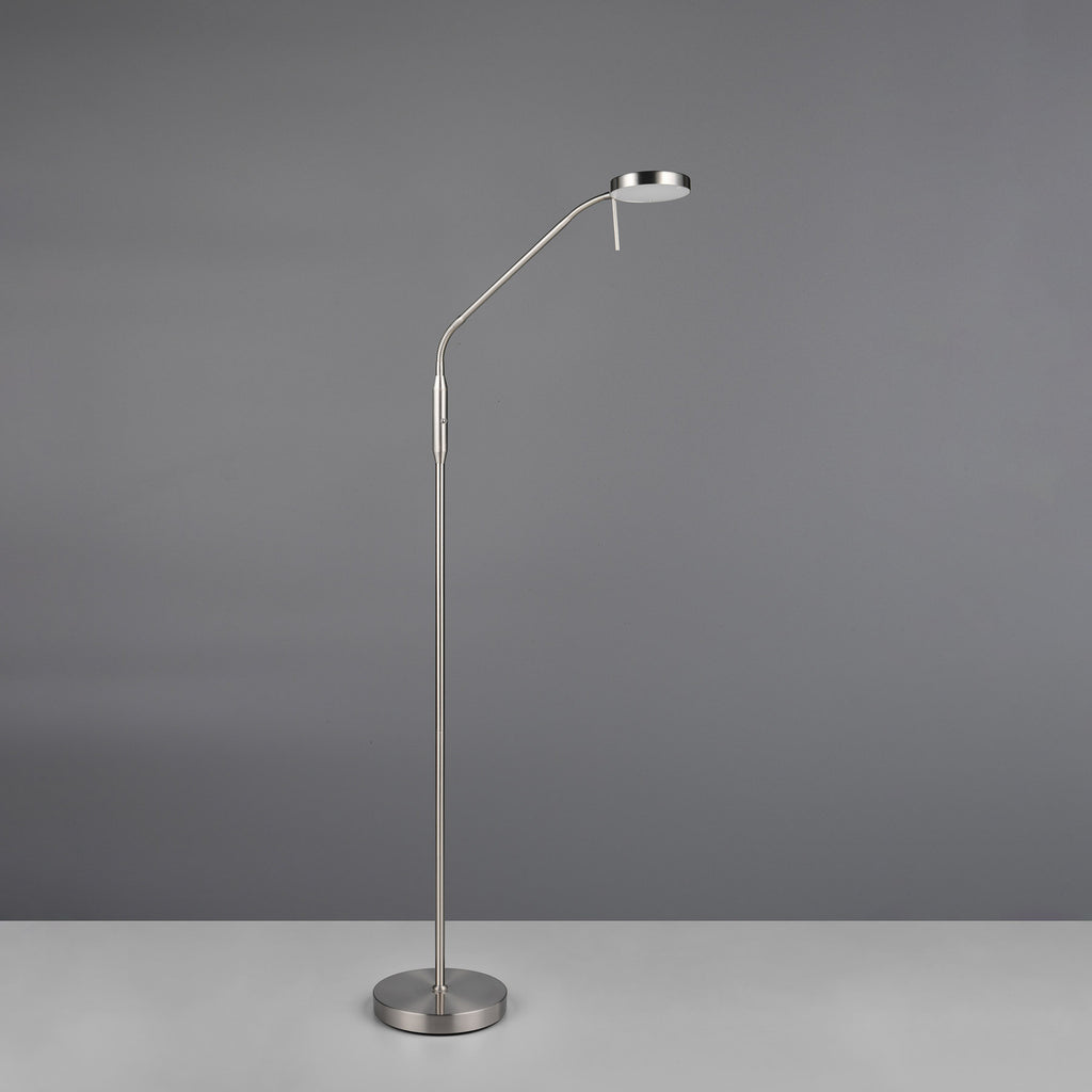 Nærbilde av LED gulvlampe Moreno oppladbar matt nikkel touchdimmer