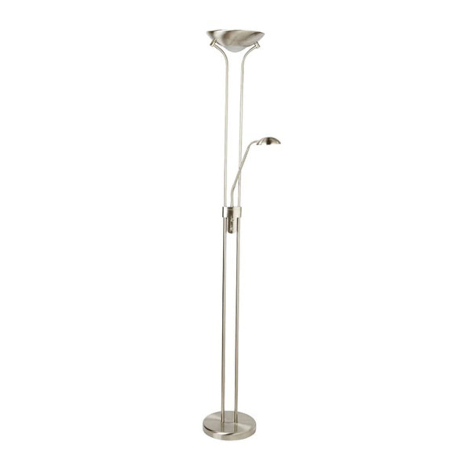 LED gulvlampe Mother & Child dimbar med leselampe sølv forfra