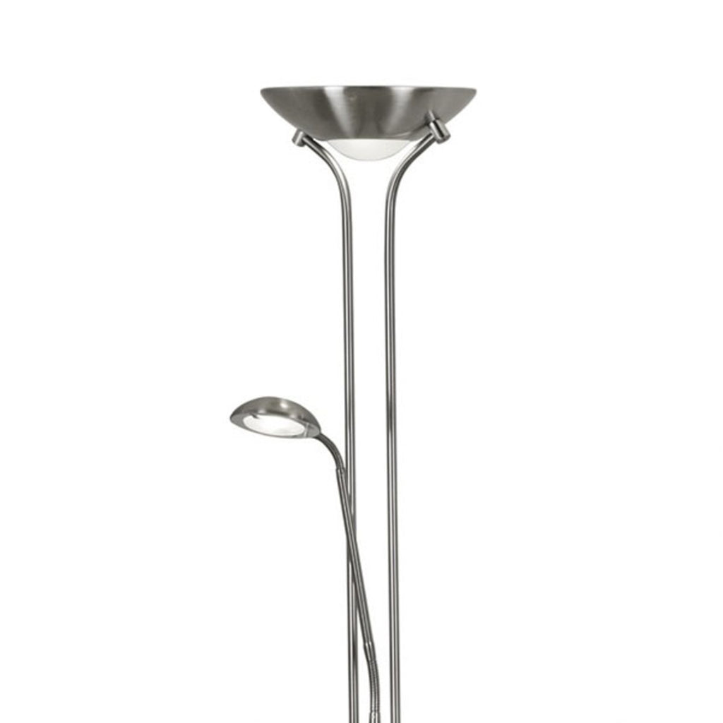 Detalj av dimmer og lesearm på LED gulvlampe Mother & Child dimbar med leselampe sølv