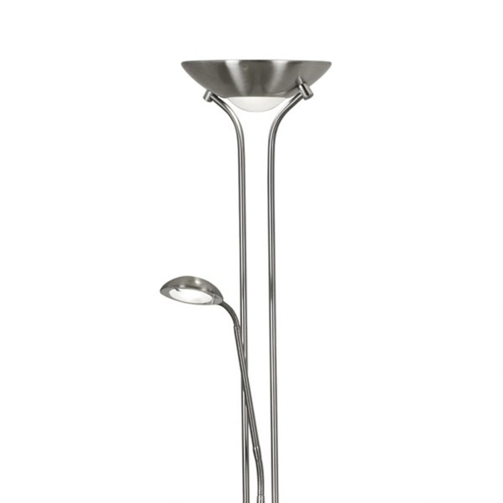 Detalj av dimmer og lesearm på LED gulvlampe Mother & Child dimbar med leselampe sølv