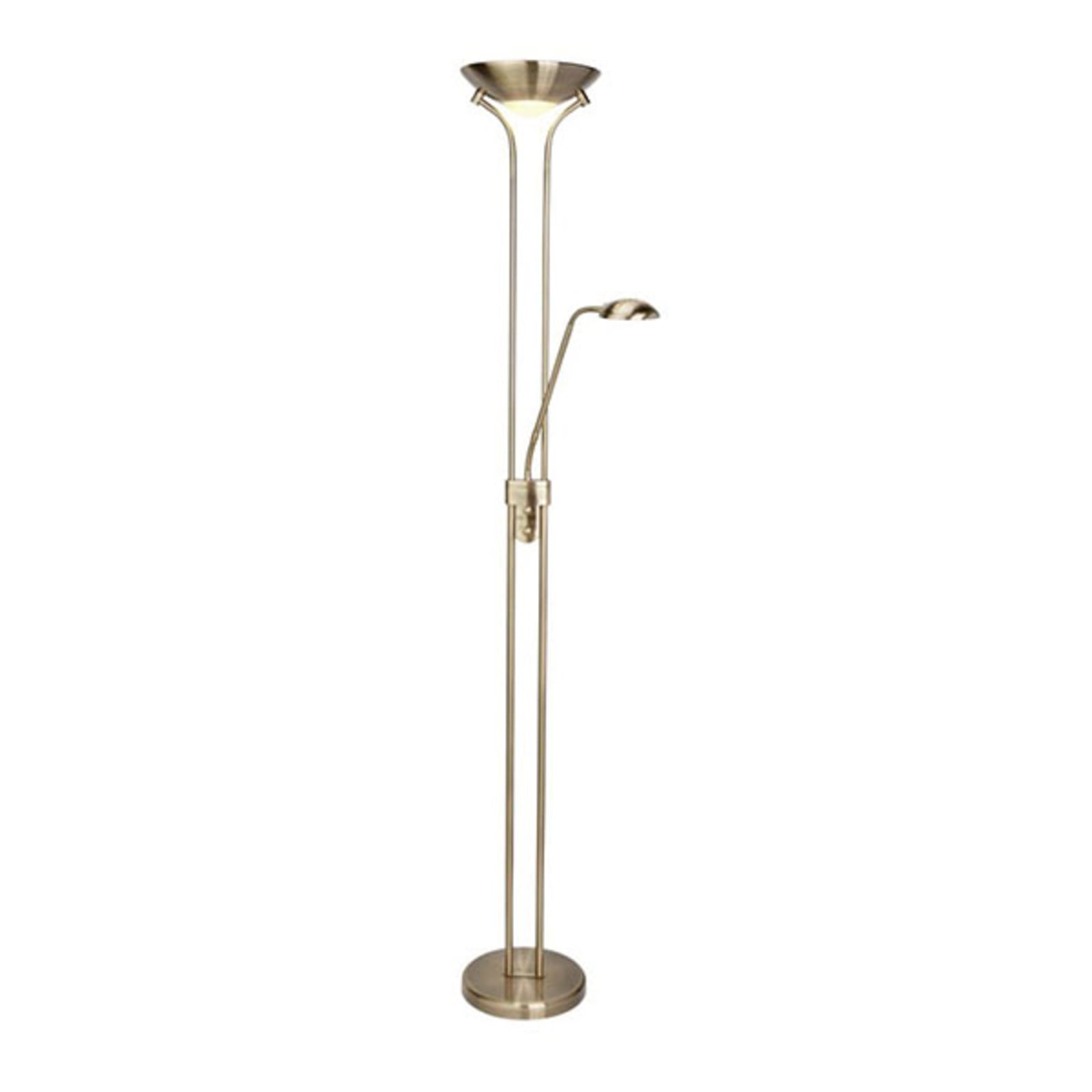 LED gulvlampe Mother & Child med leselampe dimbar messing forfra