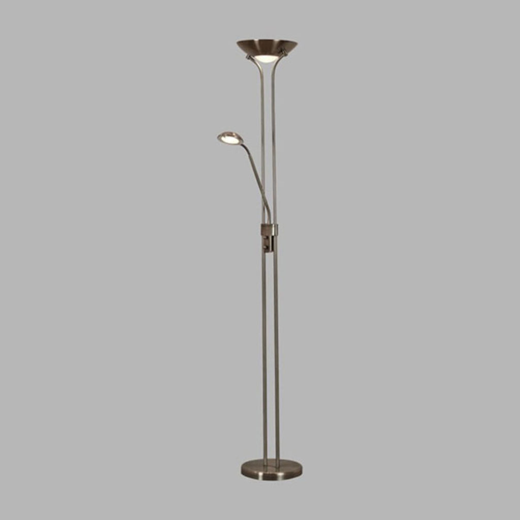 LED gulvlampe Mother & Child med leselampe dimbar messing nærbilde av leselampe