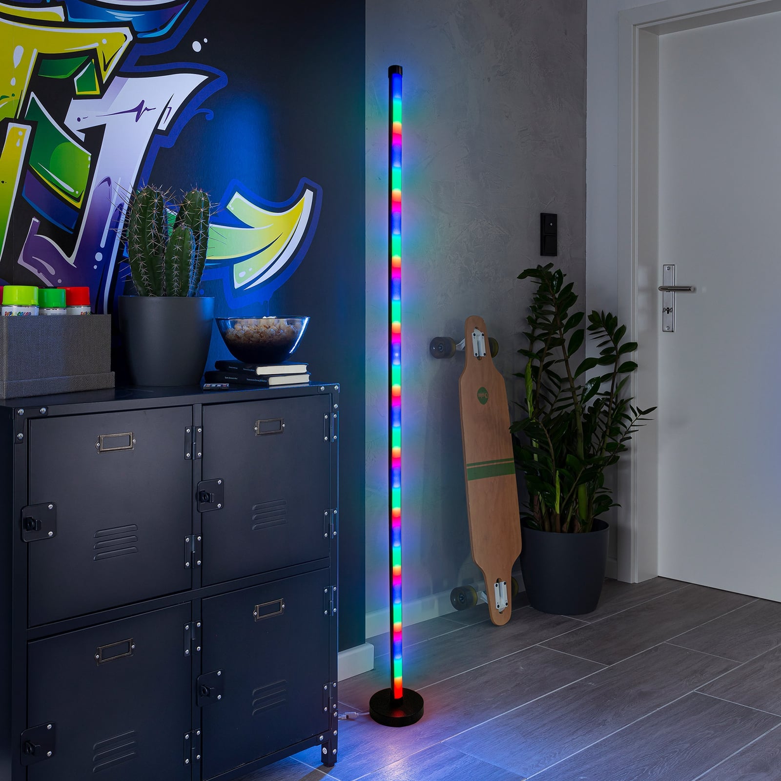 LED gulvlampe Motion Light RGB dimbar med fjernkontroll 150 cm forfra