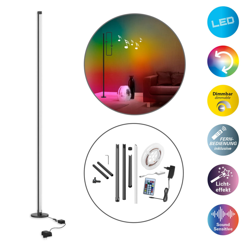 Oversikt av LED gulvlampe Motion Light RGB dimbar med fjernkontroll 150 cm