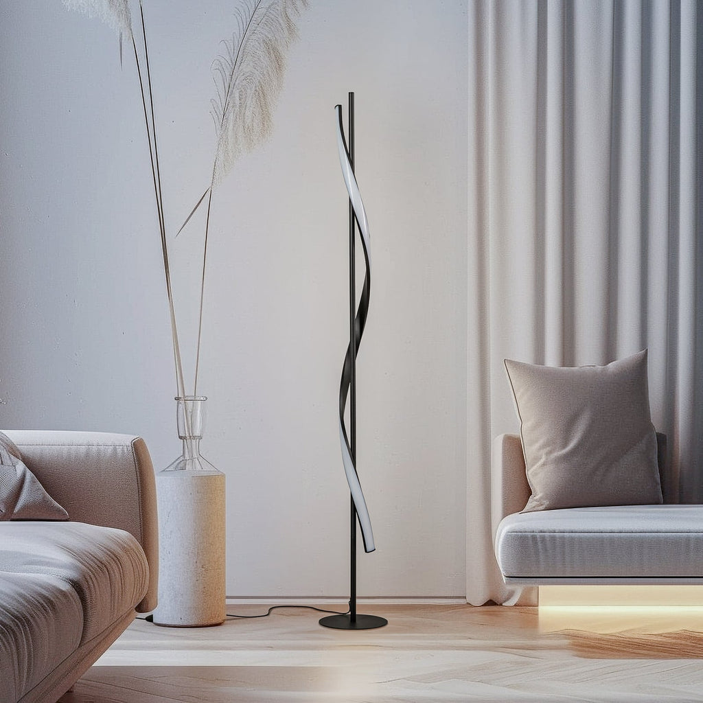 LED gulvlampe Munja svart aluminium dimbar 150 cm bakside