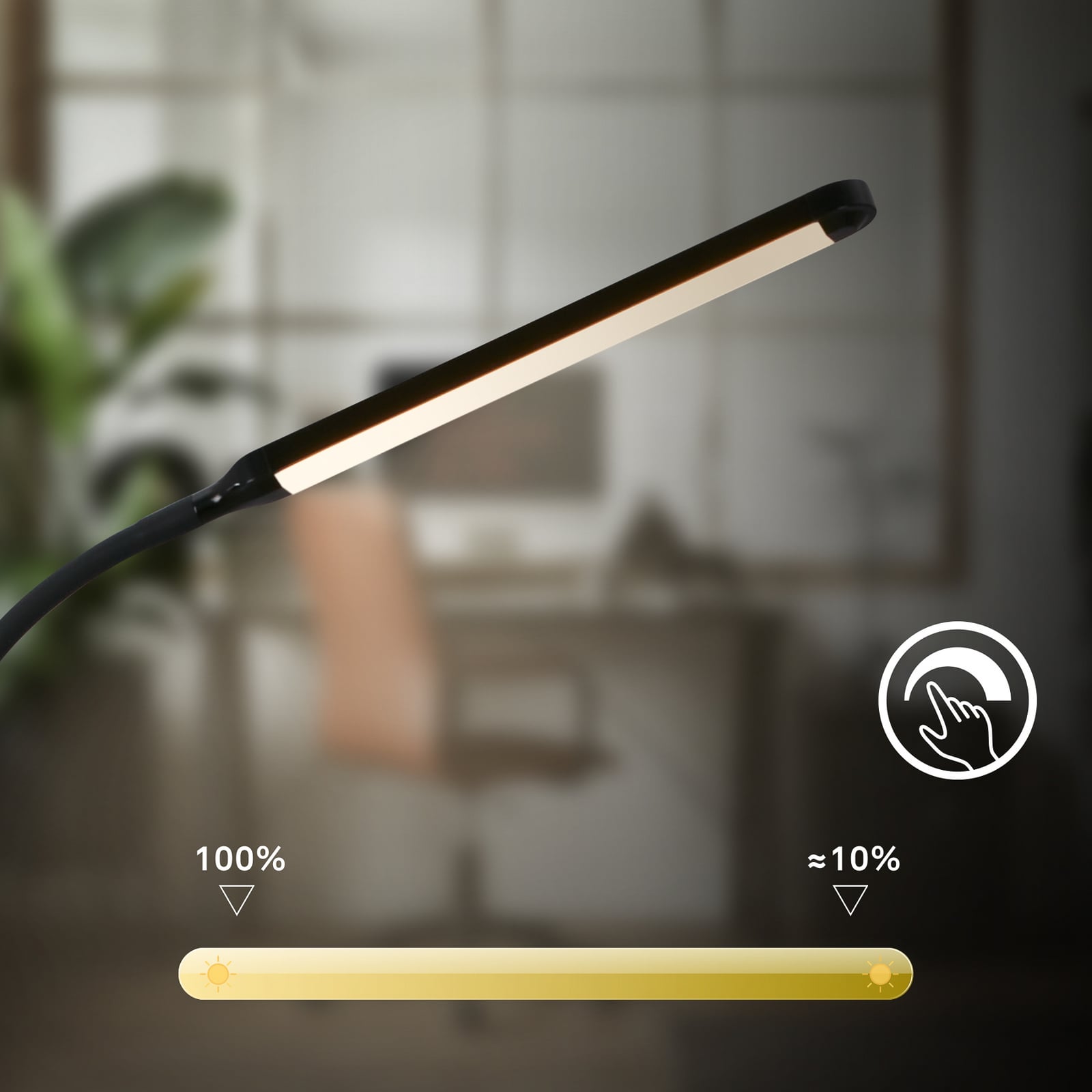 LED gulvlampe Mura svart med varmt hvitt lys