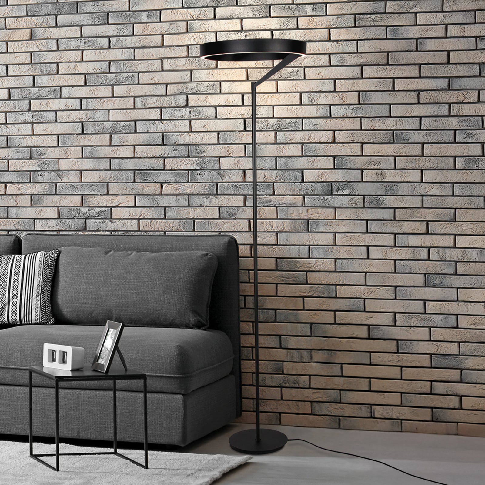 LED gulvlampe Mykty 2-lys dimbar CCT svart 170 cm forfra