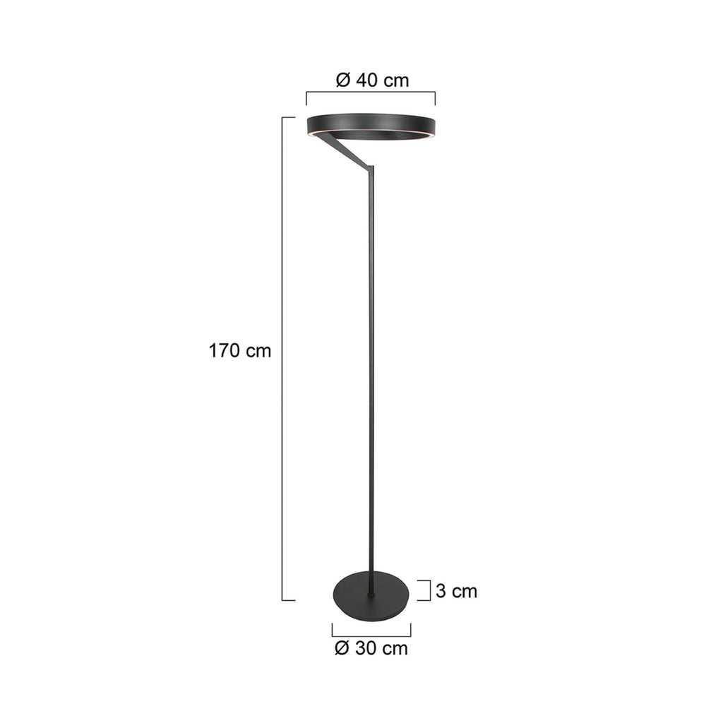 Detalj av LED gulvlampe Mykty 2-lys dimbar CCT svart 170 cm