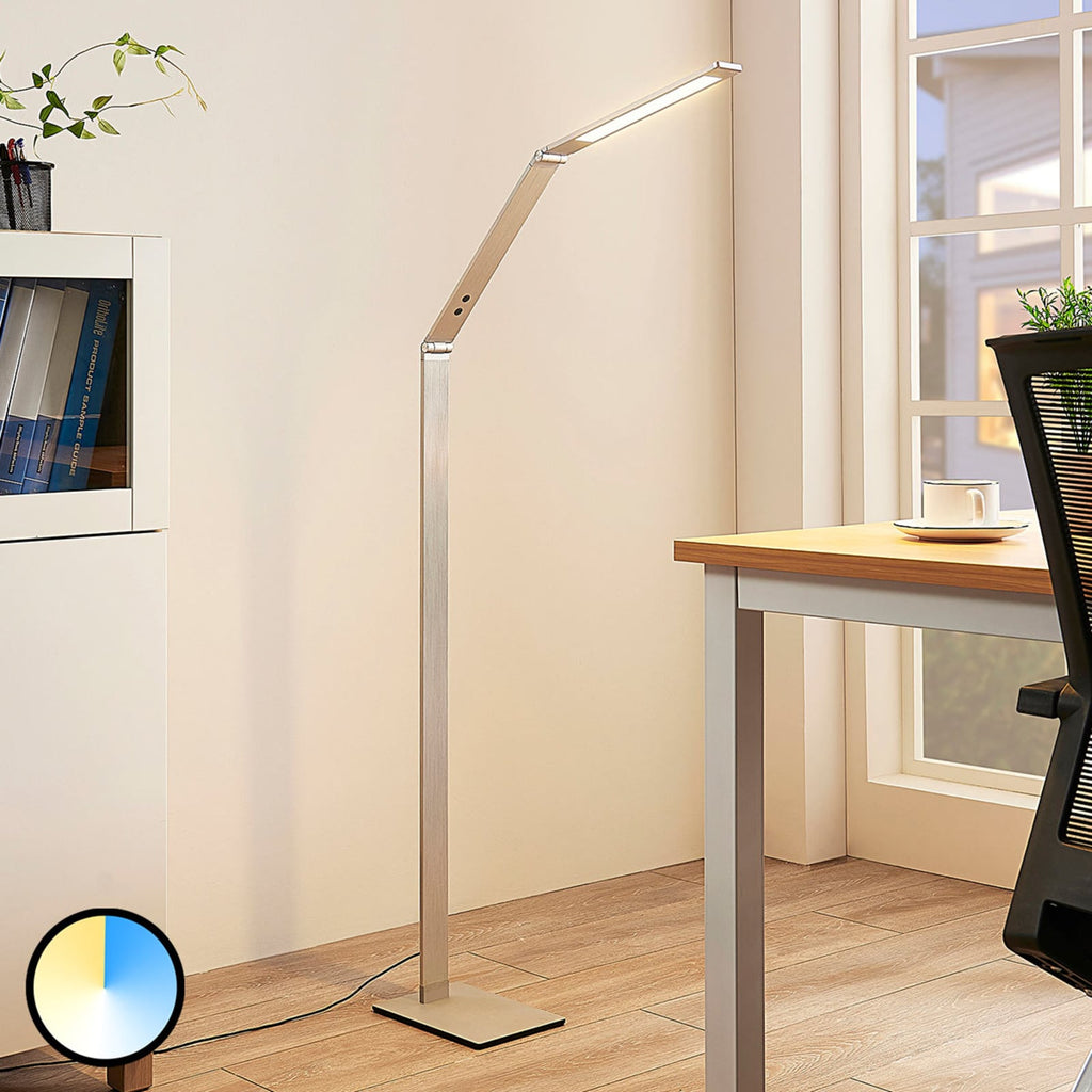 LED gulvlampe Nicano grå aluminium CCT dimbar bakside