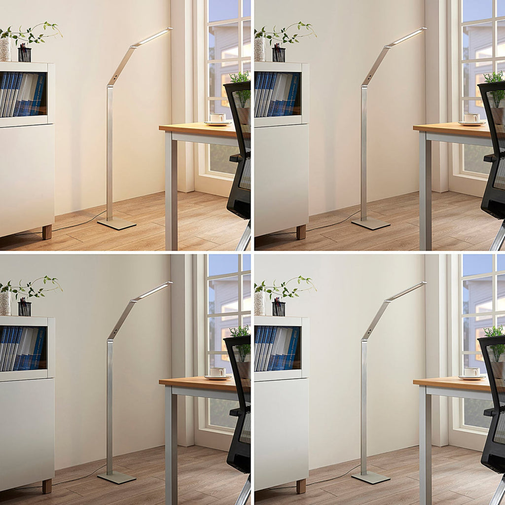 LED gulvlampe Nicano grå aluminium CCT dimbar montert i rom