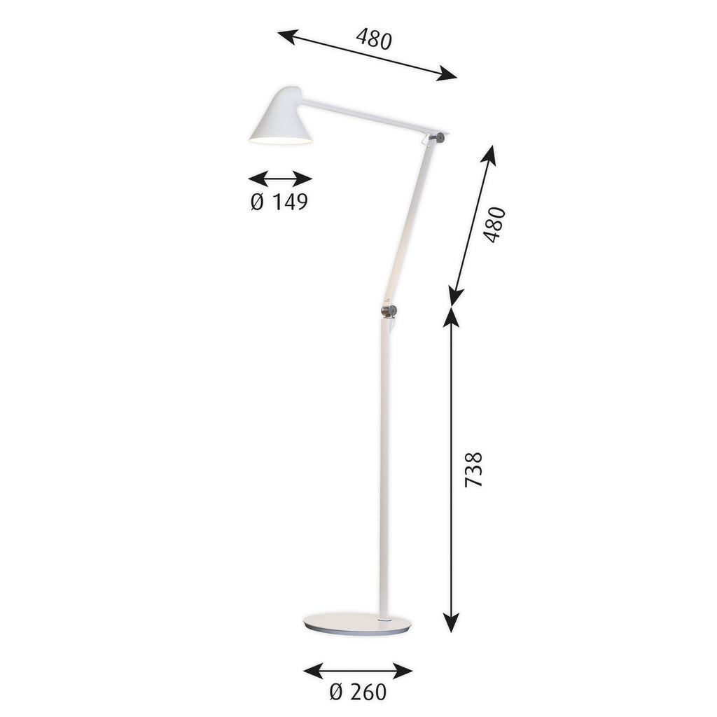 LED gulvlampe NJP dimbar hvit 121,8 cm montert i rom