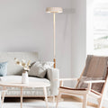 LED-gulvlampe Noa II hvit og trefarget forfra