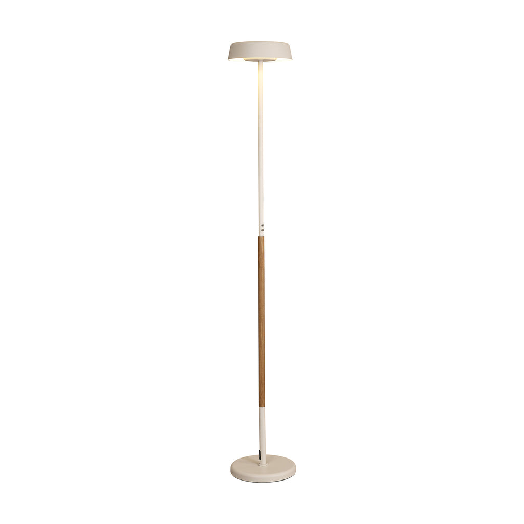 Detalj av LED-gulvlampe Noa II hvit og trefarget dimbar