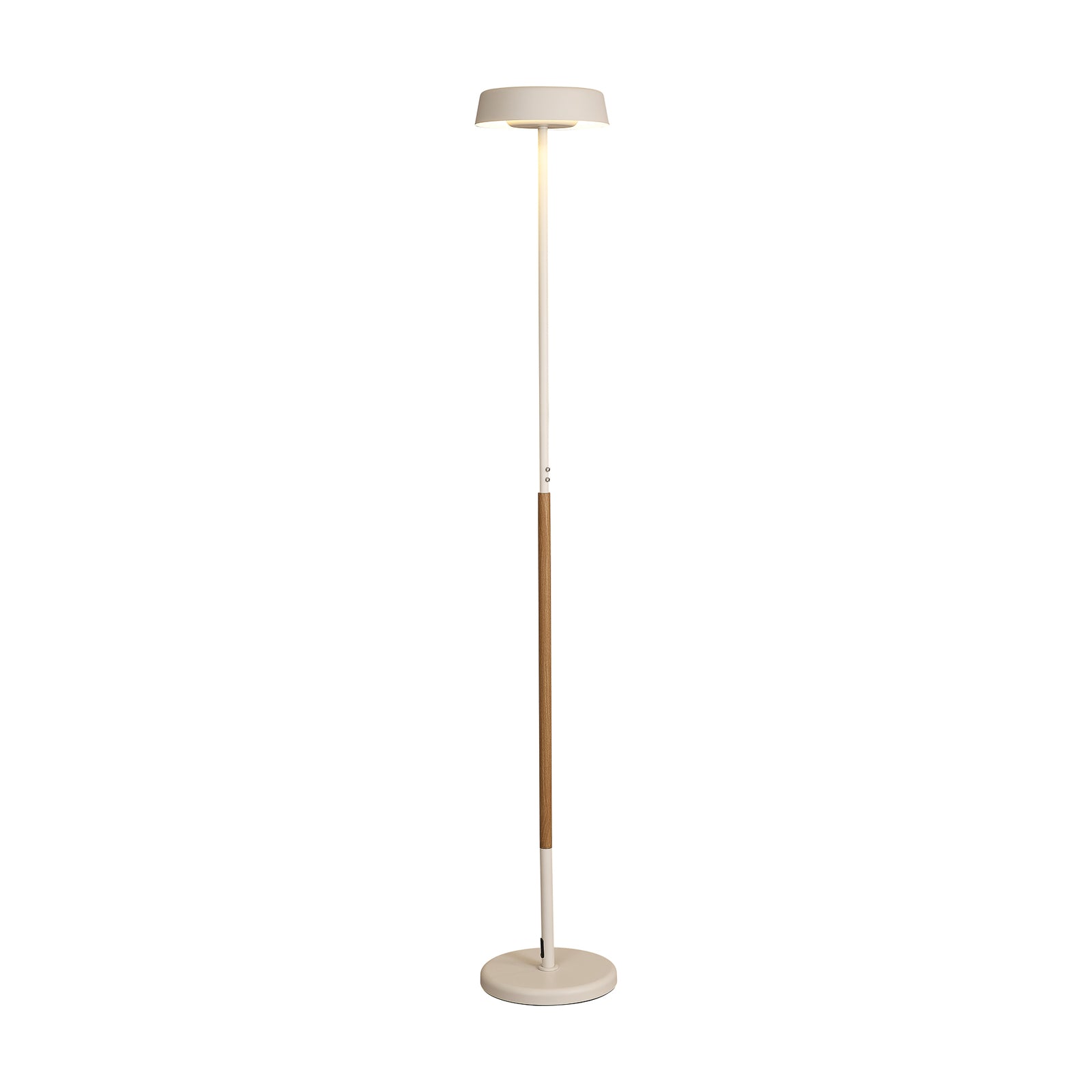Detalj av LED-gulvlampe Noa II hvit og trefarget dimbar