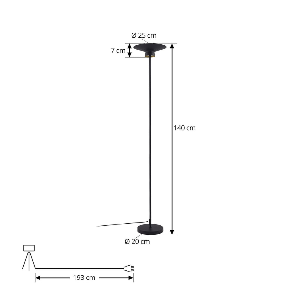 LED gulvlampe Norvind svart metall 140 cm varmhvit nærbilde av lyskilde