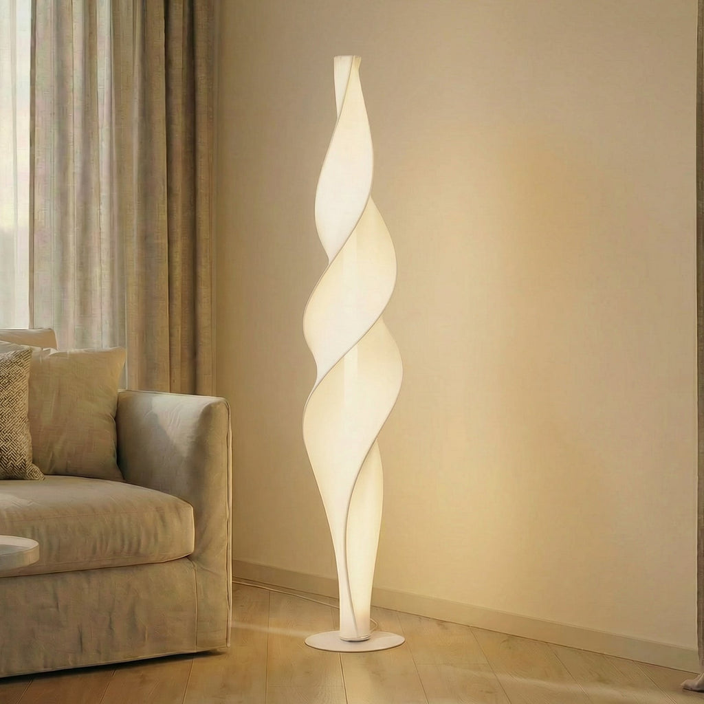 LED gulvlampe Novelle spiralformet hvit forfra