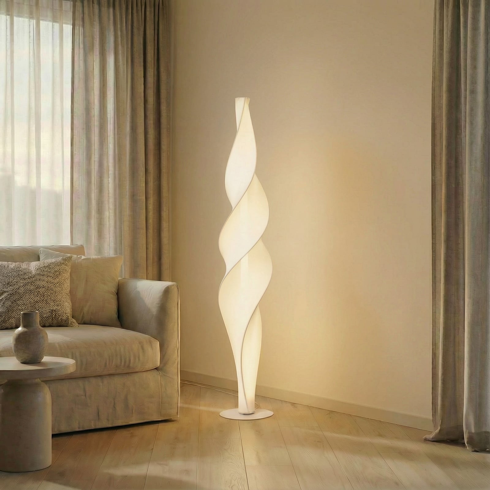 LED gulvlampe Novelle spiralformet hvit bakside