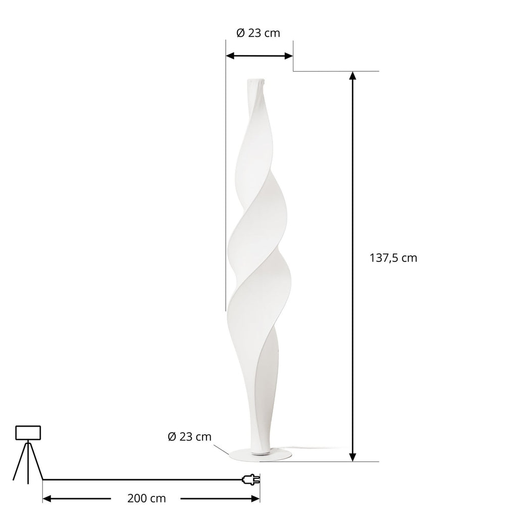 LED gulvlampe Novelle spiralformet hvit detalj